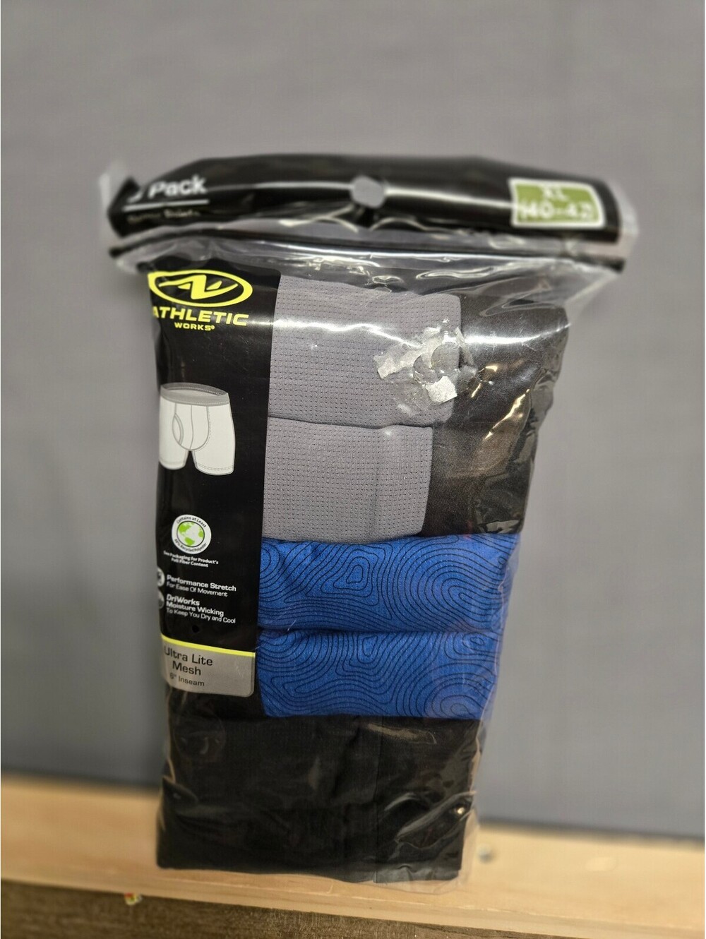 Athletic Works Men's 5 Pack Boxer Briefs Size 40-42
